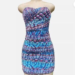 Rampage Ruched Bodycon Strapless Mini Dress Size S Boho Cowgirl Festival Party
